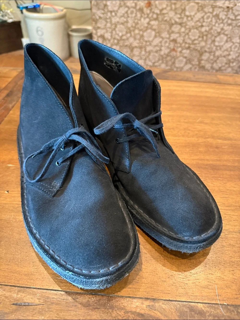 Clarks Men's Navy Suede Chukka Boots - Lace-Up